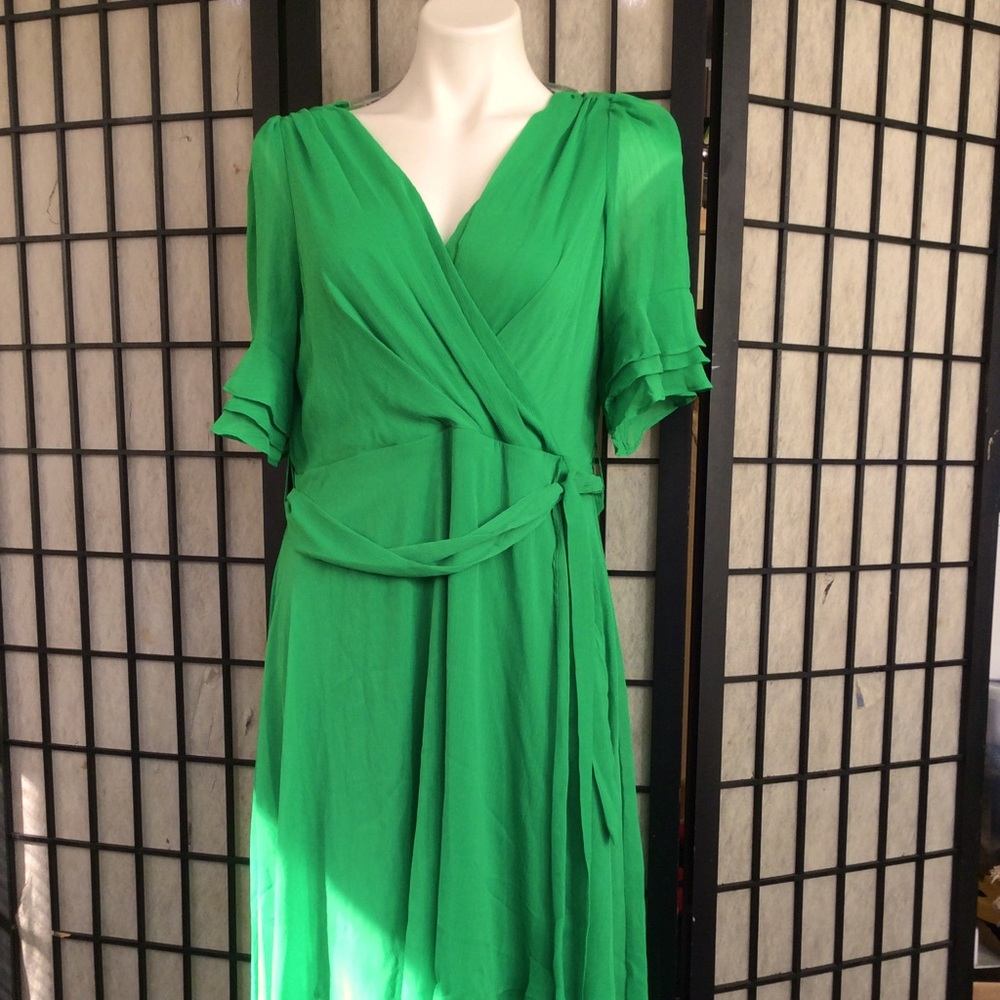 Dkny Vibrant Green Midi Dress